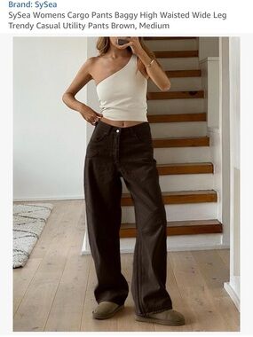 SySea Wide Leg Cargo Pants in Dark Brown